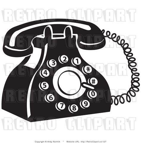 Royalty Free Retro Vector Clip Art Of A Black And White Telephone By