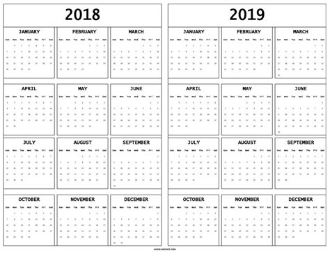 New Calendar 2018 And 2019 Printable One Page Free Printable Calendar