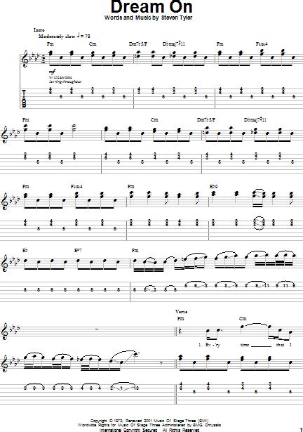 Dream On Guitar Tab Play Along Zzounds