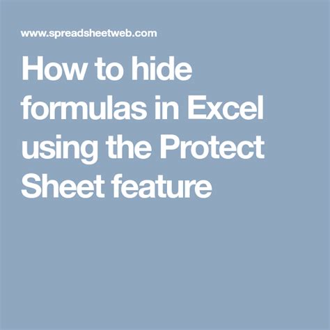 How To Hide Formulas In Excel Using The Protect Sheet Feature Excel Formula Hide