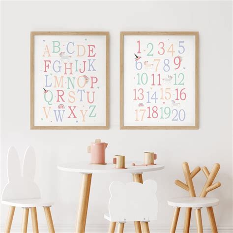 Colorful Numbers 1 20 And Alphabet Print Rainbow Counting Poster