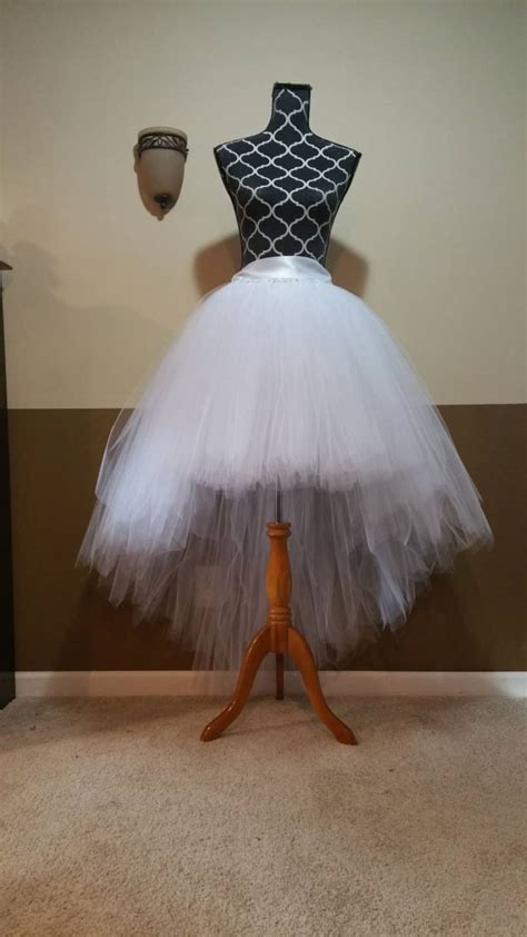 White Hi Lo Bridal Tutu Sew In Lining High Low Tulle Skirt Etsy