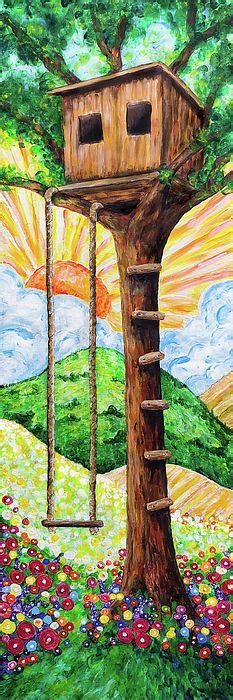 Treehouse Dreams By Jennifer Allison Tree House Dream Painting Painting