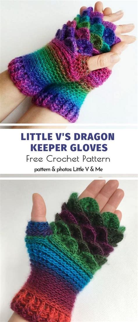 Crochet shell n chains fingerless gloves ~ erangi. Dragon Scale Fingerless Mitts | Crochet gloves pattern ...