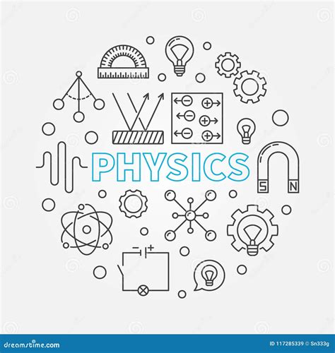 Physics Vector Round Education Outline Illustration Stock Vector