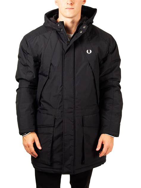 fred perry padded zip through jacket in black dapper street