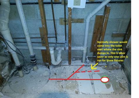 Attaching a vent to both the toilet and shower drain. Adding a shower to an ejector pump in basement - DoItYourself.com Community Forums