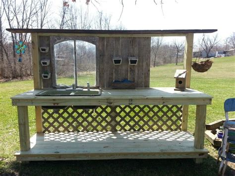Potting Bench With Old Window Old Sink Chicken Wire And