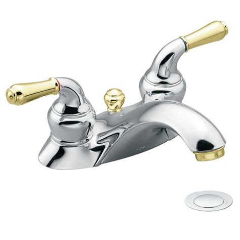 Moen Monticello Chrome And Polished Brass 2 Handle 4 In Centerset