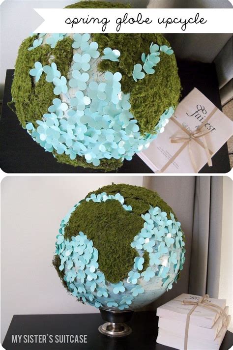 Globe Upclycled For Spring By My Sister S Suitcase Globe Diy Projects Globe Diy Globe Upcycle