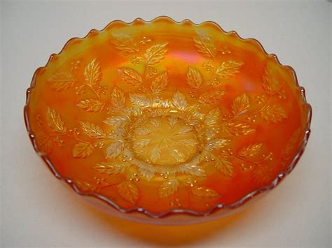 Orange Carnival Glass Bowl Fruit Bowl Frosted Glass