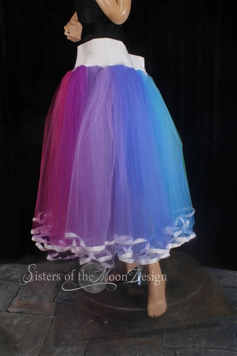 Rainbow Adult Tutu Tulle Skirt Trimmed Petticoat Floor Length Etsy