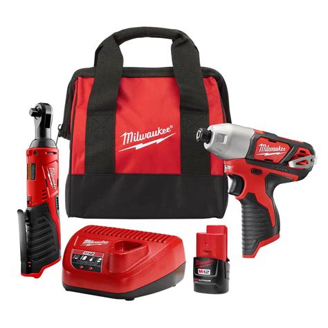 Milwaukee M12 12 Volt Lithium Ion Cordless 14 In Impact Driver And 3