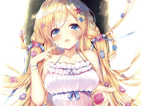 Download 1600x1200 Wallpaper Blonde Anime Girl Beautiful