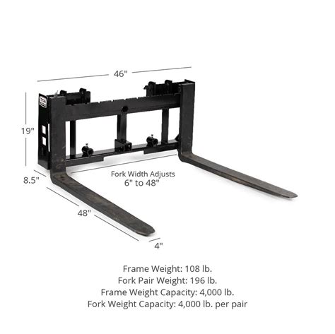 Economy Series Pallet Fork Frame Attachment With 48 Pallet Fork Blades