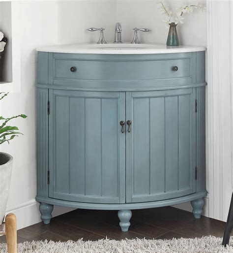 To finish off the look, the cabinet has an integrated ceramic basin on top of it. 24 inch Bathroom Vanity For Corner Beadboard Style Light ...