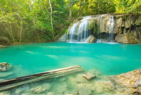 Beautiful Erawan Waterfall In Erawan National Park Stock Image Image