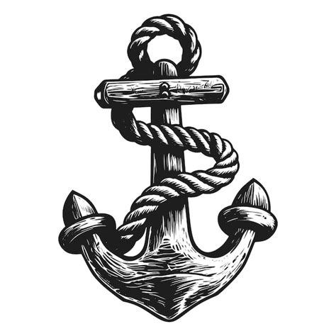 Premium Vector Ships Anchor And Rope In A Vintage Woodcut Woodblock
