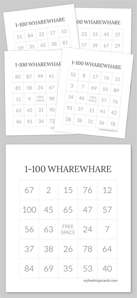 Free Printable Bingo Cards 1 100 Free Printable
