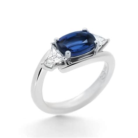 Modern Sapphire And Diamond Engagement Ring Haywards Of Hong Kong