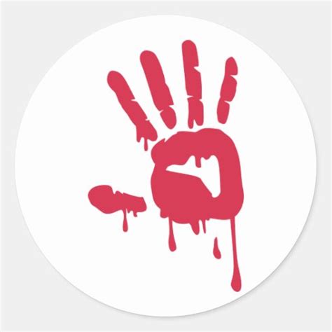 Blood Hand Classic Round Sticker Zazzle
