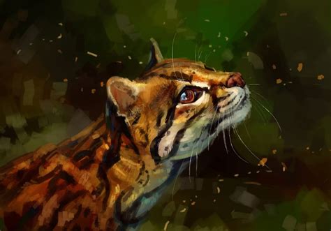 826645 Painting Art Big Cats Ocelot Head Whiskers Rare Gallery