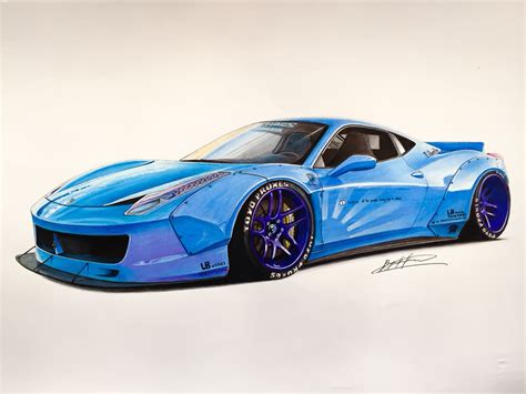 Ferrari 458 Lb In Baby Blue Projetos De Carros Desenhos De Carros