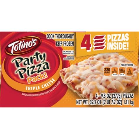 Totinos Party Pizza Cheese Think Crust Personal Frozen Pizza Pack 4