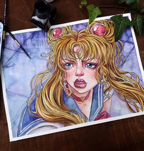Sailor Moon Original Watercolor Fanart Painting Anime Etsy