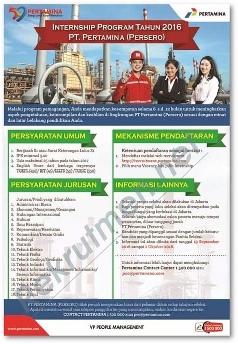 Lowongan kerja pt bhumi rantau energi. Lowongan Kerja Rekrutmen Pertamina Intership Program ...