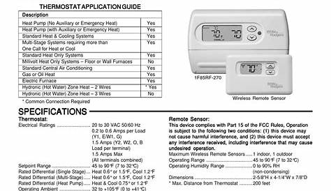 WHITE RODGERS 1F85RF-275 INSTALLATION AND OPERATING INSTRUCTIONS MANUAL