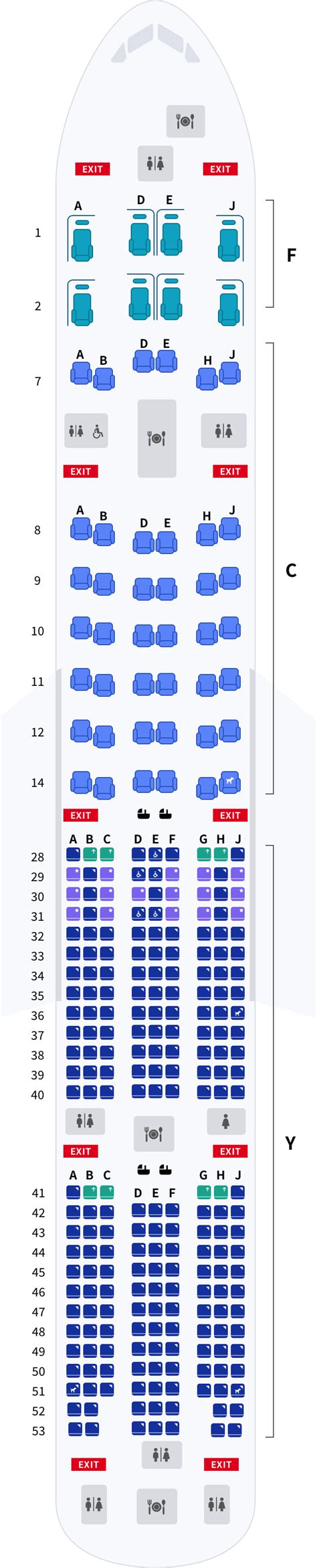 Seat Map And Seating Chart Korean Air Boeing 777 300er 291 Pax Boeing