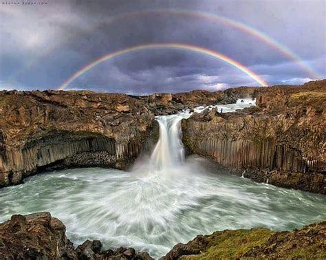 Double Rainbow Over Aldeyjarfoss Waterfall Iceland Waterfall