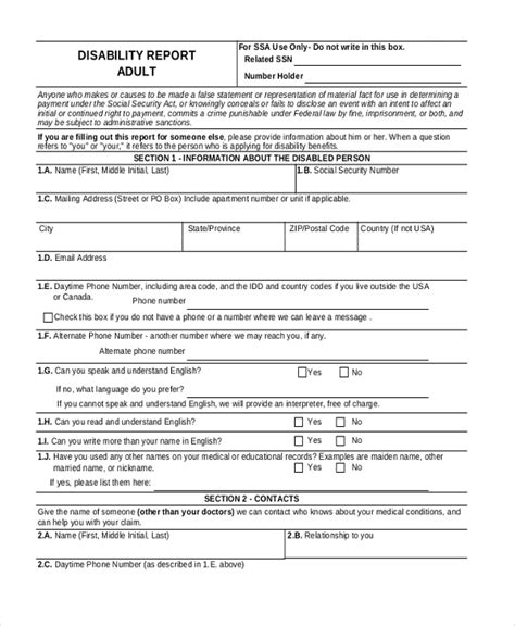Free 11 Sample Disability Forms In Pdf F0a