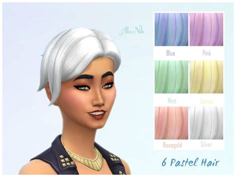 Pastel Recolors Of This Base Game Hair Found In Tsr Category Sims Female Hairstyles Bun
