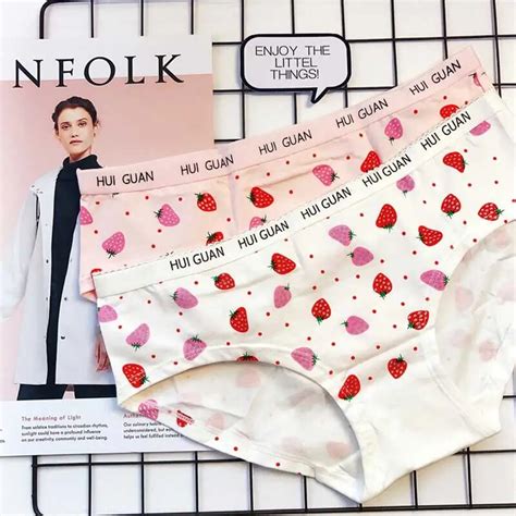 Spandcity Strawberry Print Cute Underwear High Quality Ladies Soft Seamless Briefs Sexy Panties