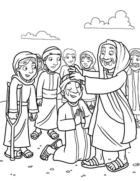 Jesus Heals The Sick With His Disciples Coloring Page Coloring Sun