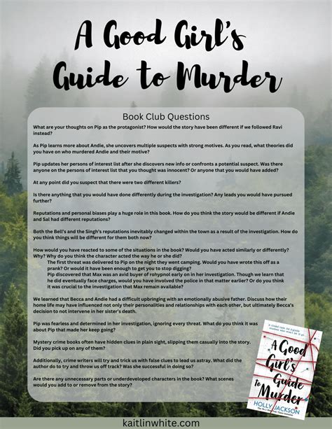 A Good Girls Guide To Murder Book Club Questions Kaitlin White