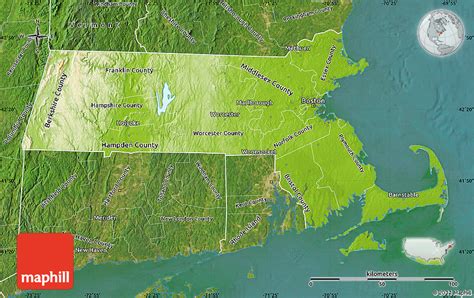 Physical Map Of Massachusetts Satellite Outside
