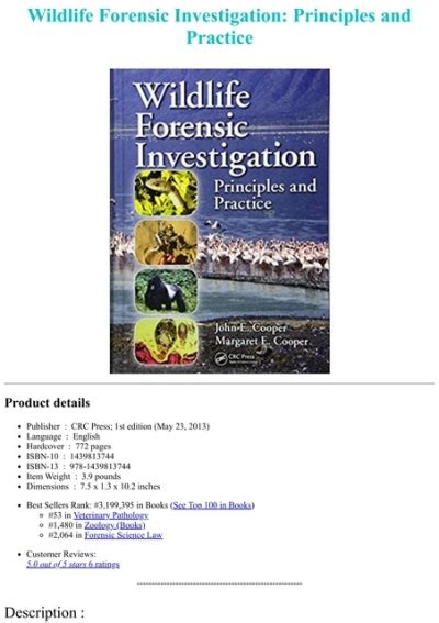 [pdf⚡] Wildlife Forensic Investigation Principles And Practice Full Free