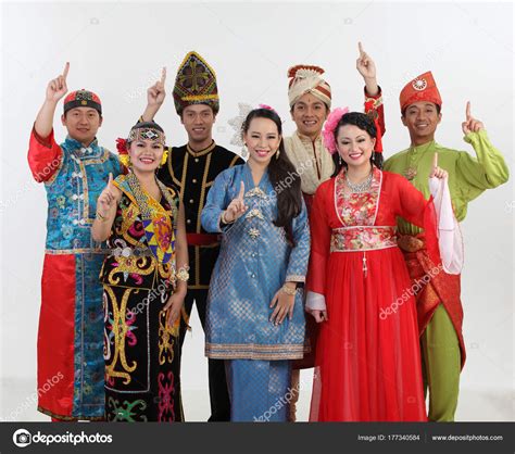 Malaysian People Traditional Clothes Posing Studio Stock Photo By