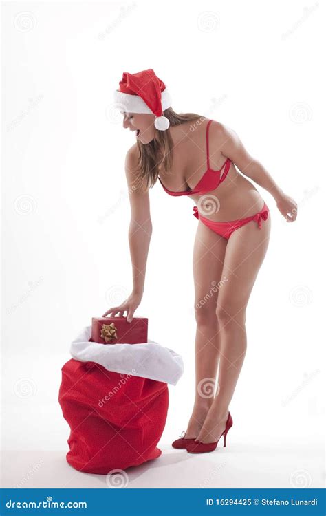 Santa Girl Stock Image Image Of Bikini Posing Beauty 16294425