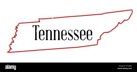 State Map Outline Of Tennessee Over A White Background Stock Photo Alamy