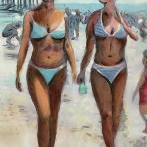 Beach Shore I Boardwalk Ocean City Md Original Fine Art Painting Painting By G Linsenmayer