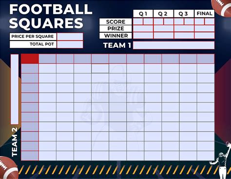 Football Squares 100 Squares Editable Pdf Template Printable Png