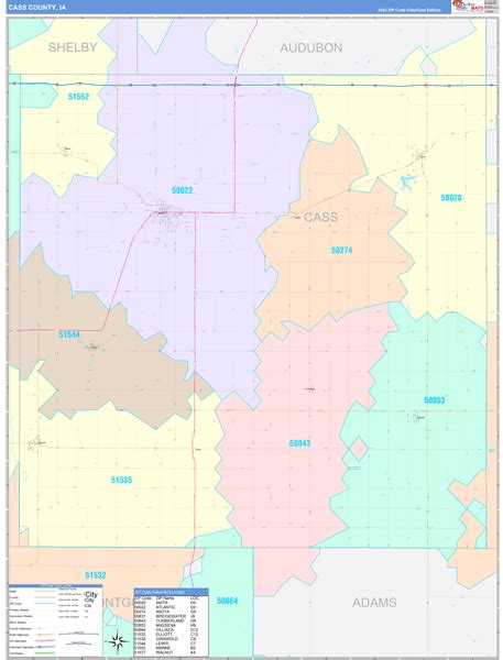 Cass County Ia Wall Map Color Cast Style By Marketmaps Mapsales