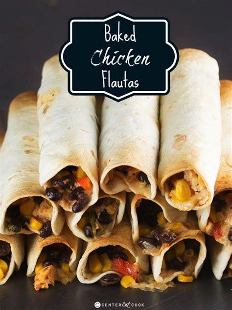 Place a handful of the chicken and cheese down the center of a cooked tortilla, roll it up, and secure with a toothpick. Baked Chicken Flautas Recipe