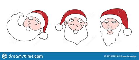 Santa Claus Doodle Faces Setchristmas Or New Year Festive Characters