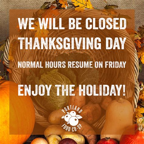 Closed On Thanksgiving — Portland Food Co Op