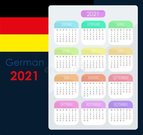 Pocket Calendar For 2021 Mini Calendar Template German Starts Monday